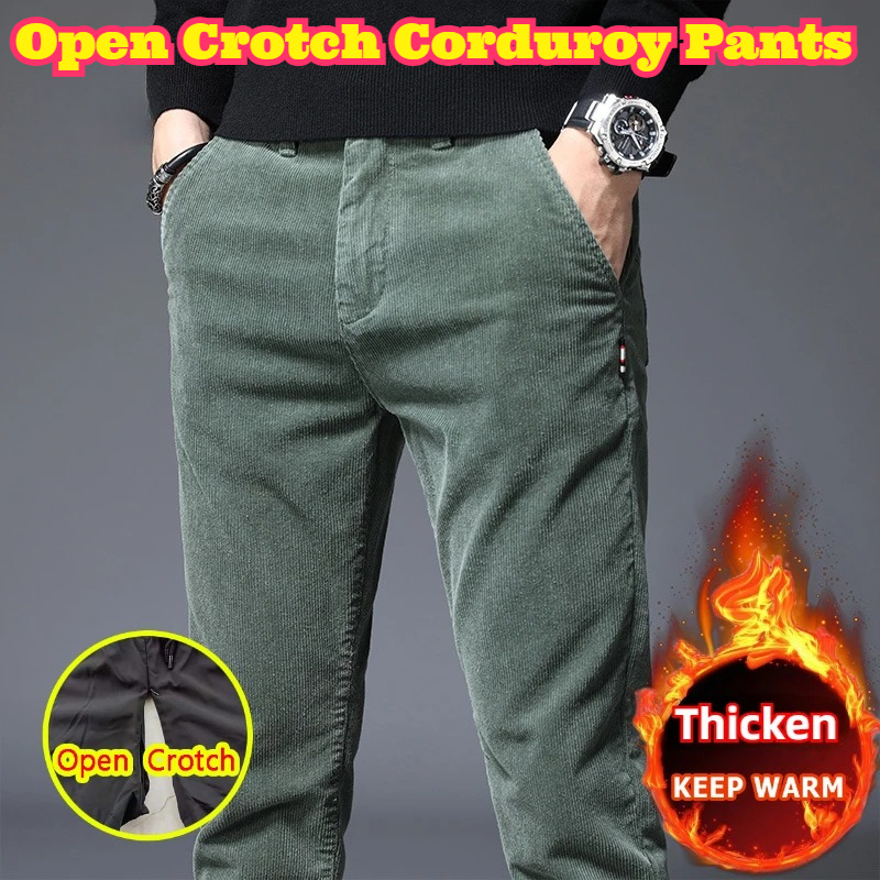 Corduroy Pant Warm - بنطلون رجالي مفتوح من الأسفل مبطن