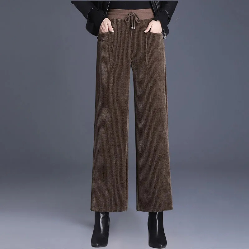 Corduroy Pant Warm - الخريف الشتاء سروال قصير واسعة الساق