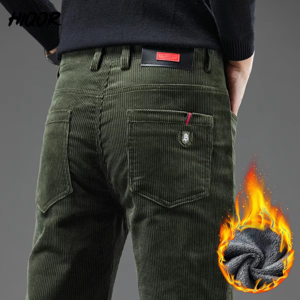 Corduroy Pant Warm - بنطلون رجالي شتوي من القطيفة المضلعة،