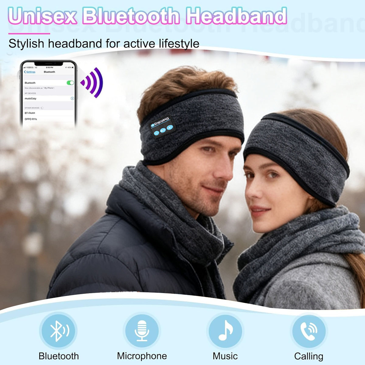 Winter Headband Fleece - سماعة لاسلكية تعمل بالبلوتوث سماعات عقال