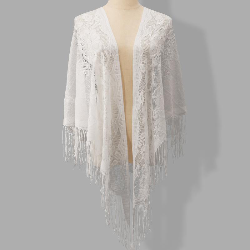 Shawl Wrap Winter - وشاح زفاف بشرّابات وحواف مزخرفة، شال