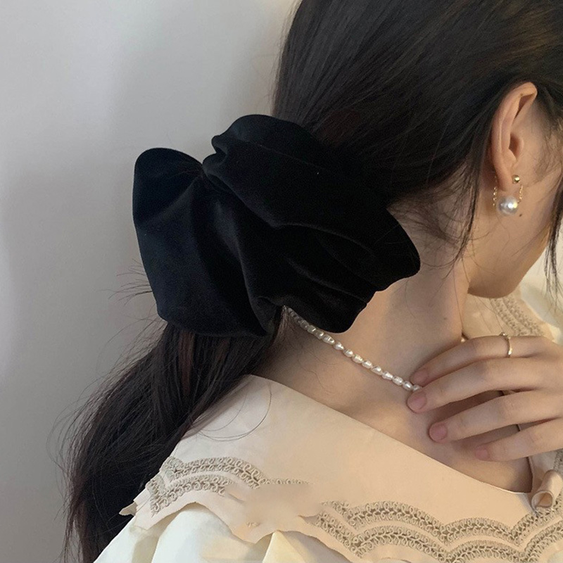 Winter Headband Fleece - ربطات شعر مخملية سوداء كبيرة الحجم