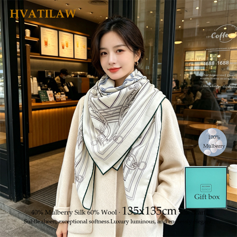وشاح نسائي فاخر مربع الشكل 135 - مراجعة Shawl Wrap Winter وسعره