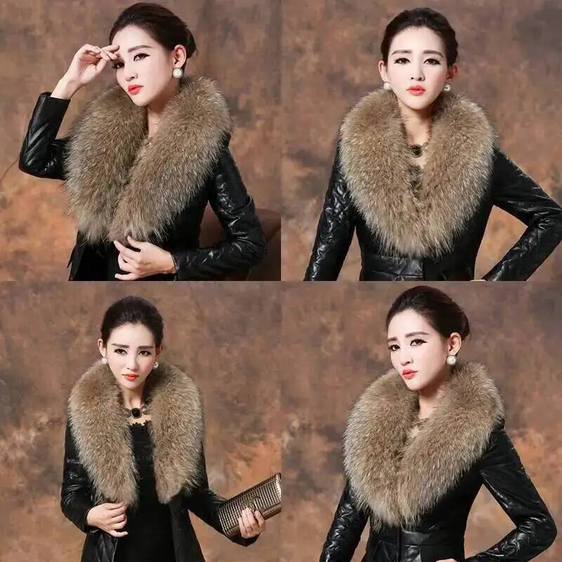 طوق فراء راكون طبيعي للنساء ،  - مراجعة Shawl Wrap Winter وسعره