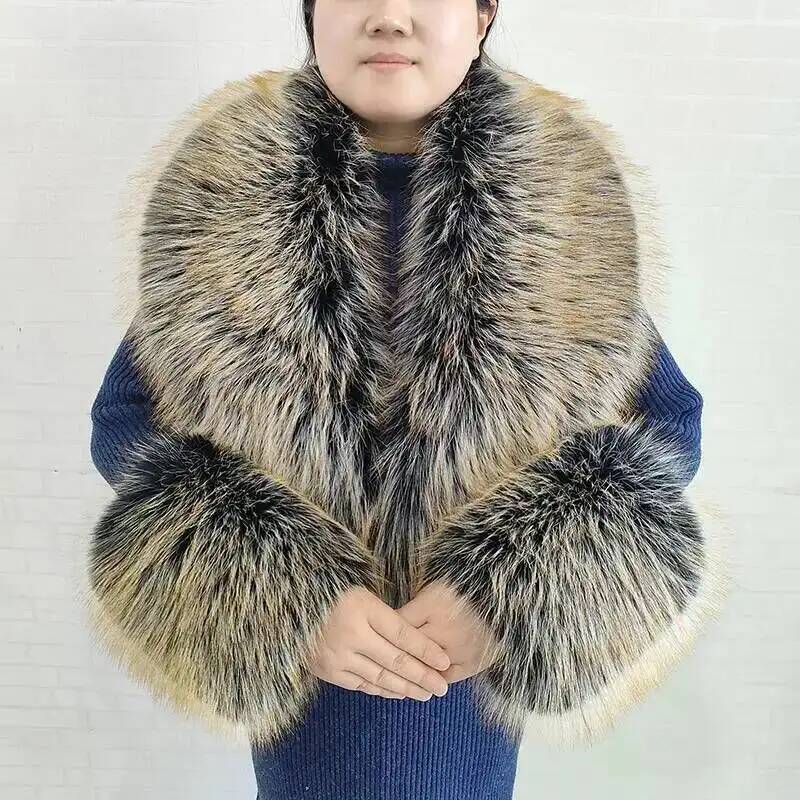 كبير إمرأة فو الثعلب الفراء وش - مراجعة Shawl Wrap Winter وسعره
