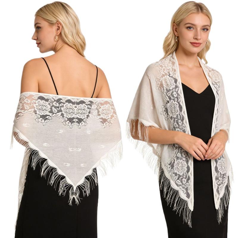 وشاح زفاف بشرّابات وحواف مزخرف - مراجعة Shawl Wrap Winter وسعره