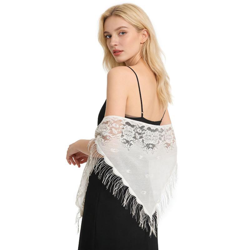 وشاح زفاف بشرّابات وحواف مزخرف - مراجعة Shawl Wrap Winter وسعره